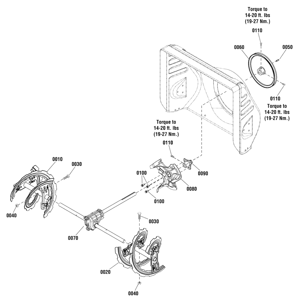 Auger Drive Group Diagram and Parts List for 824LD 1696154-01 Briggs and Stratton Snow Blower